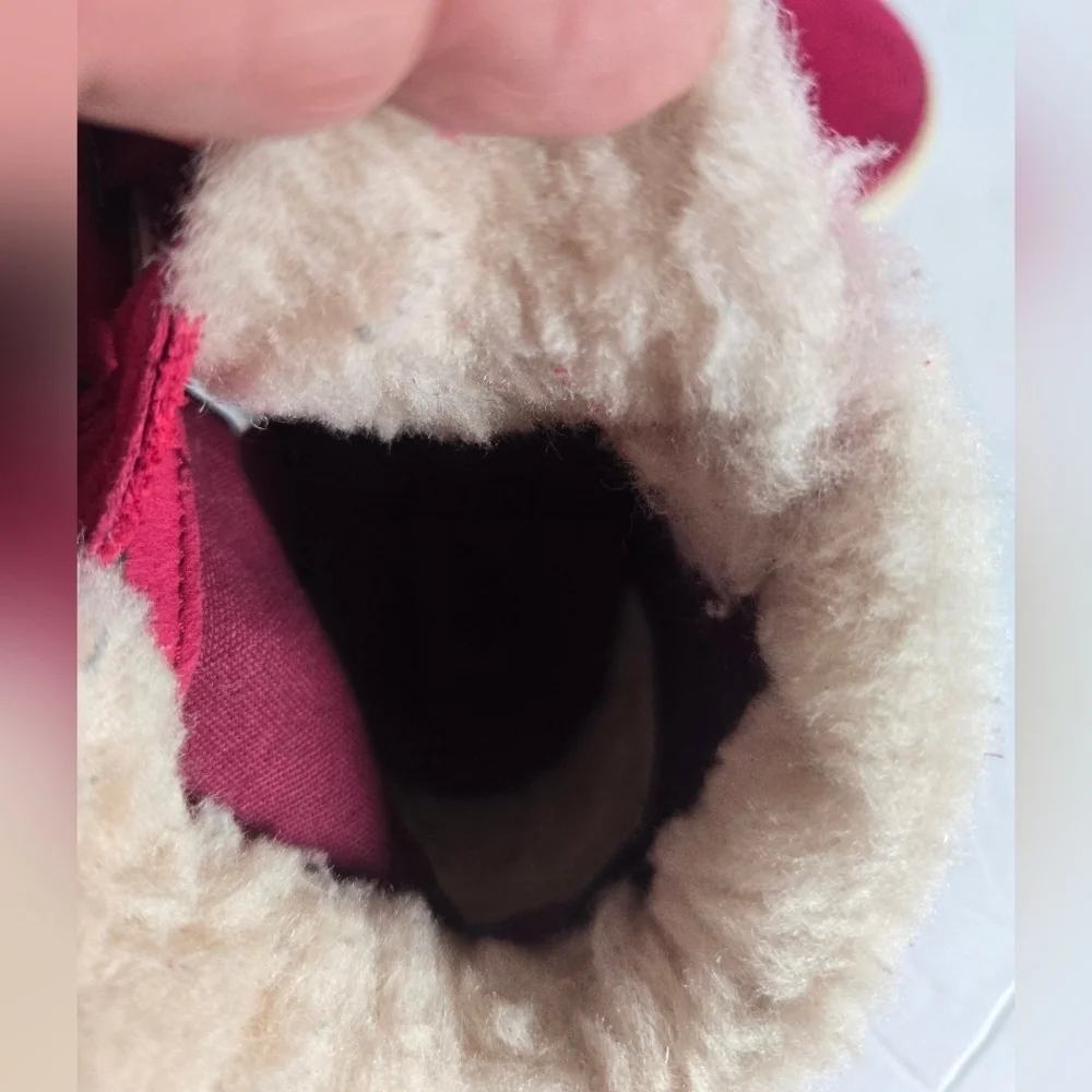 UGG Kids, Hot Pink Suede Boots with Faux Fur Lining.Size 12